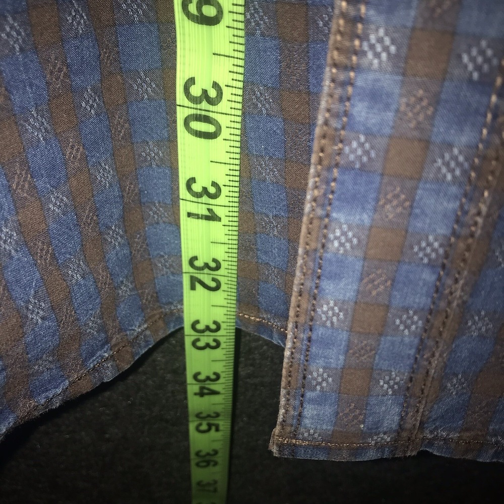 Carbon2Cobalt Shirt XL Mens Blue Brown Plaid Check Button Up Cotton Long Sleeve - Picture 11 of 11
